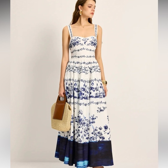 Commense Floral Print Tie-Strap Tiered Dress - Picture 3 of 4
